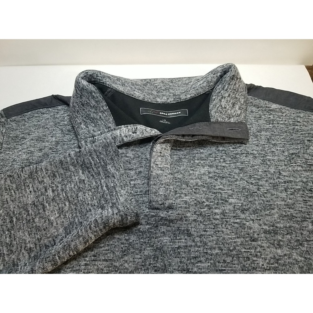 Greg Norman Sweater Mens L Large Long‎ Sleeve 1/4 Button Pullover Gray Golf